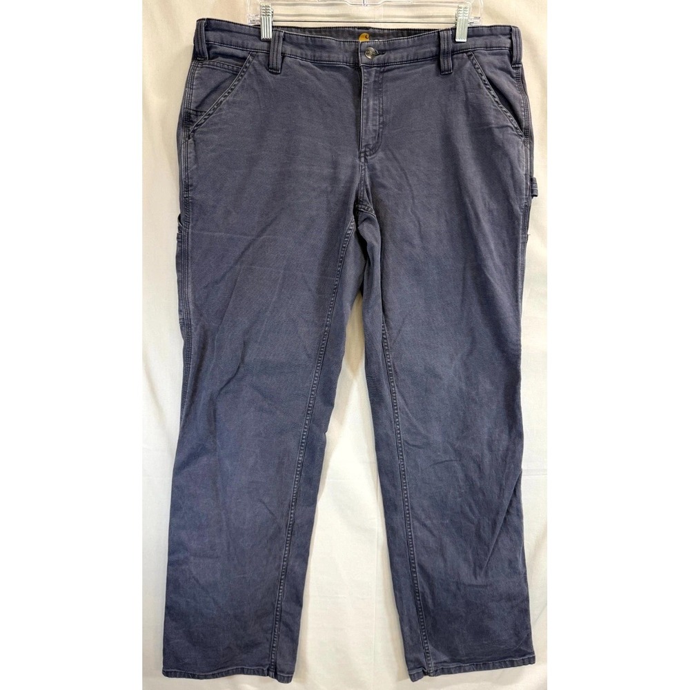 Carhartt Rugged Flex Loose Fit Canvas Work Pants Womens 16 Blue Cotton Stretch